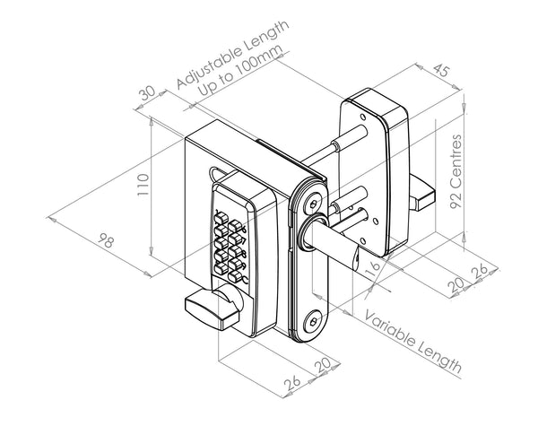GATEMASTER Select Pro Surface Fixed (for Wooden Gates) Digital Gate Lock