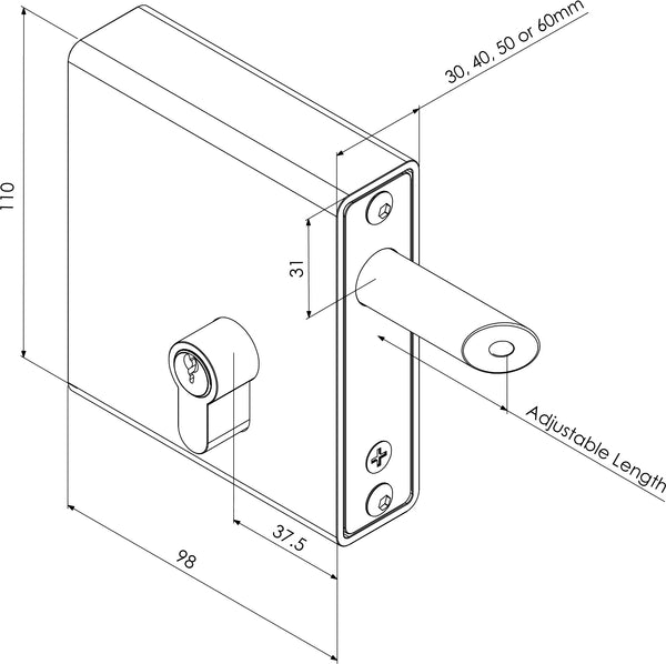 Weld-In Long Throw Key Latch