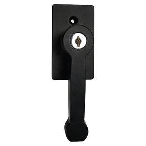 Locking L-Handles (Rectangular Backplate), Includes 2 keys. Does not include inside door handle.