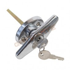 Locking T-Handles, Keyed differently. Keyed alike available. Master key available. Includes 1 keyset, Spare Keysets available. Does not include inside door handle.